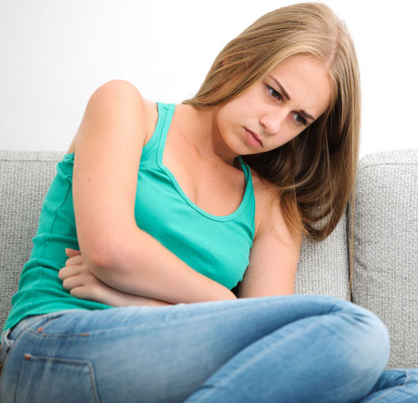 young woman in pain